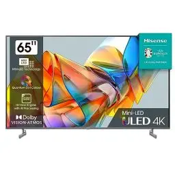 Produktbild: Hisense 65U6KQ 164 cm (65 Zoll) Fernseher 4K Mini LED ULED HDR Smart TV, Quantum Dot, 60Hz, HDMI 2.0, Game Mode Plus, Dolby Vision & Atmos, Bluetooth, Alexa Built-in, anthrazit (2023), Schwarz