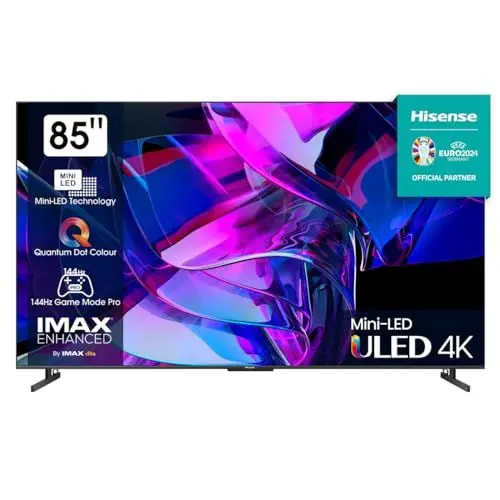 Produktbild: Hisense 85U7KQ (85 Zoll) Fernseher 4K Mini LED ULED HDR Smart TV, Quantum Dot, 120Hz, HDMI 2.1, Game Mode Pro, Dolby Vision IQ & Atmos, Bluetooth, Alexa Built-in, Anthrazit
