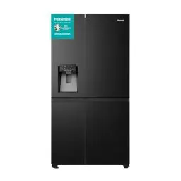 Produktbild: Hisense RS818N4TFE Side-by-Side Kühl-Gefrierkombination /179 cm/Inverter Kompressor/Total NoFrost/Multi Air Flow/Wasserspender mit Wassertank/Kühlteil 417 l/Gefrierteil 215 l/schwarz