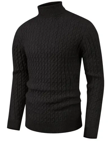 Produktbild: Hisir Rollkragenpullover Herren Klassischer Pullover Herren Warmer Winter Slim Fit Strickpullover Pulli Männer Bequem Weich Strick-Pulli für Männer mit Rollkragen (Dunkelgrau, XXL)