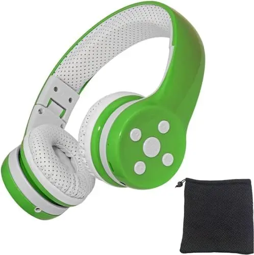 Produktbild: hisonic Kinderkopfhörer Bluetooth, Leicht Kopfhörer für Kinder mit Laustärkebegrenzung Gehörschutz & Musik-Sharing-Funktion, Eingebautes Mikrofon und 15 Stunden Spielzeit.(Grün)