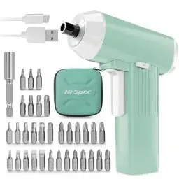 Produktbild: Hi-Spec 3.6V USB Wiederaufladbarer Elektrischer Akku Schraubendreher in Mintgrün: Mini elektrischer Akkuschrauber mit 33 Bit-Größen- Inklusive Praktischer Tasche