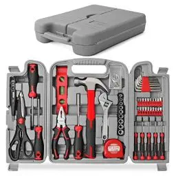 Produktbild: Hi-Spec 54-tlg. Werkzeugkoffer gefüllt mit Klauenhammer, Bit set, Präzisionschraubenzieherset, Nüssen und weiteren Handwerkzeugen in einem perfekten Werkzeugset für den Haushalt