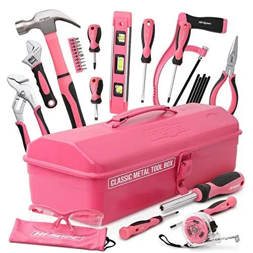 Produktbild: Hi-Spec 30-tlg. Pinkes Heimwerker-Reparatur-Werkzeugset im Metallkoffer. Komplettes Handwerkzeug für Frauen, Anfängerinnen im Haushalt und Büro