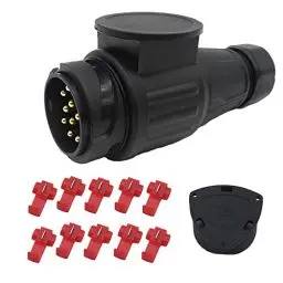 Produktbild: HISports Anhänger Stecker 13 Polig mit Parking Cover 12V Wasserdicht Anhängerstecker 13 Poliger 13 Pin Hänger Stecker 13 Poliger Anhänger Stecker 13 Poliger Stecker Für Anhänger LKW RV Cars Boot