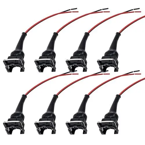 Produktbild: HISports Einspritzdüsen Stecker Einspritzdüse Benziner EV1-3-H Kraftstoffeinspritzdüsenstecker, wasserdicht für Kraftstoffeinspritzdüsenanschluss, 2-Wege Style EV1 OBD1 8 Stück