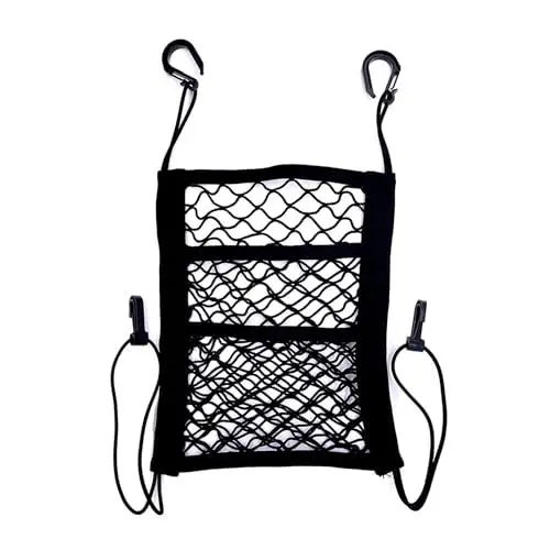 Produktbild: HISports Netztasche Auto Organizer Vorne,Netze für Tiertransportsysteme 25 * 30cm Kofferraum Taschen Barrier für Hunde 3 Lagen Gepolsterter Stoff mit 4 Haken
