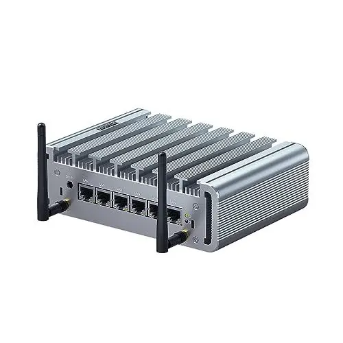 Produktbild: HISTTON Fanless Industrial PC Firewall Mini PC, 6x2.5Gbe I225 LAN, Firewall Micro Appliance Celeron J4125, 8GB RAM 256GB SSD, Mini Server VPN Router, AES-NI, HD, COM, Compatible with Pfsense/OPNsense