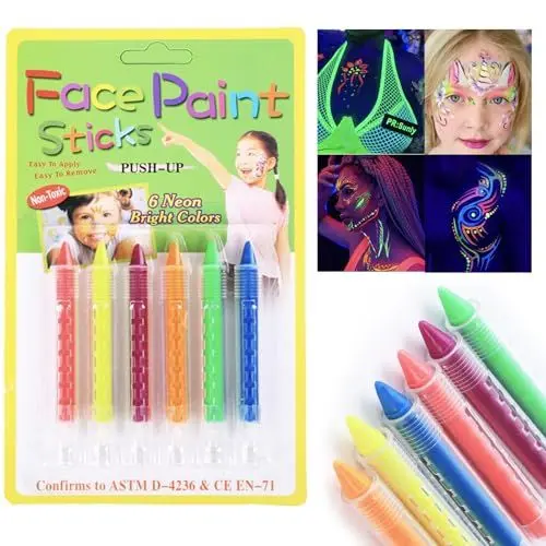 Produktbild: HISUNBEN Kinder-Gesichtsbemalungs-Set, ungiftig, Gesichtsbemalung, Körperfarben für Kinder und Erwachsene, mit Farben auf Wasserbasis, Halloween-Gesichtsfarbe