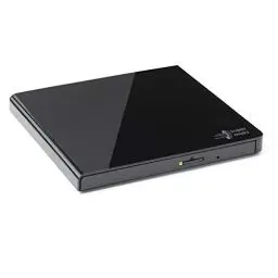 Produktbild: Hitachi-LG GP57 Externer Portabler Super-Multi DVD-Brenner, Ultra Slim, USB 2.0, DVD+/-RW, CD-RW, DVD-ROM/RAM kompatibel, TV-Anschluss, Windows 10 & Mac OS kompatibel, Schwarz