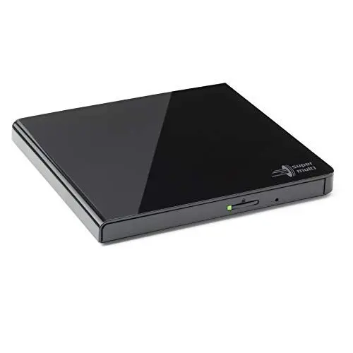 Produktbild: Hitachi-LG GP57 Externer Portabler Super-Multi DVD-Brenner, Ultra Slim, USB 2.0, DVD+/-RW, CD-RW, DVD-ROM/RAM kompatibel, TV-Anschluss, Windows 10 & Mac OS kompatibel, Schwarz
