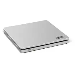 Produktbild: Hitachi-LG GP70 External DVD Drive, Slim Portable DVD Player/Writer for Laptop, Desktop PC, USB 2.0, Windows and Mac OS Compatible, M-Disc Support, 8x Read/Write Speed - Silver