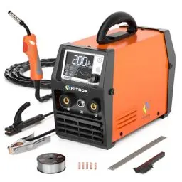 Produktbild: HITBOX Fülldraht Schweißgerät ohne Gas, 200A 230V Fülldraht Schweißgerät 4-in-1 Funktion Gasloses MIG-Schweissgerät/ARC/MMA/Lift WIG/Spool Feeder(HIM200)