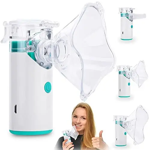 Produktbild: HITHINKMED Inhalationsgerät, Wiederaufladbarer Inhaliergeräte für Erwachsene Inhalator Vernebler Kinder Elektrische Inhalatoren Inhaliergerät Ultraschall Inhalator Zwei Masken und ein Mundstück -Grün