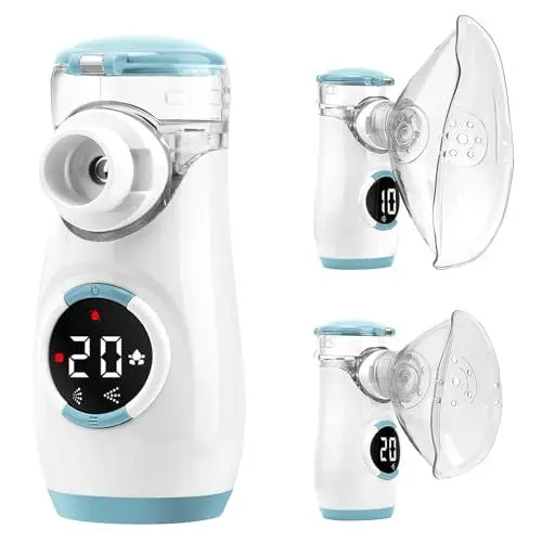 Produktbild: HITHINKMED Inhalationsgerät für Erwachsene und Kinder, Wiederaufladbarer Inhalator mit Countdown-Timer und Automatischer Reinigungsfunktion für Eine Effiziente Verneblung zu Hause und auf Reisen