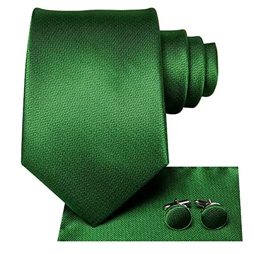 Produktbild: Hi-Tie Hochzeitskrawatte Seidenkrawatte für Männer Business Krawatte Einstecktuch Manschettenknöpfe Set,grass green