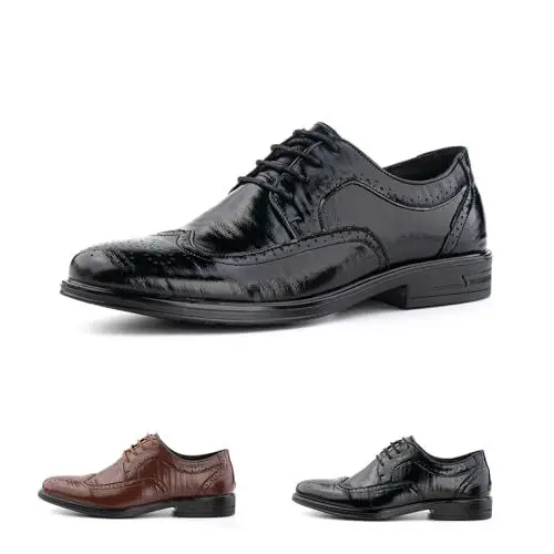 Produktbild: Hitmars Anzugschuhe Herren Derby Schuhe Oxfords Schnürhalbschuhe Männer Klassischer Komfort Schnürschuhe Businessschuhe Schwarz N3 EU44