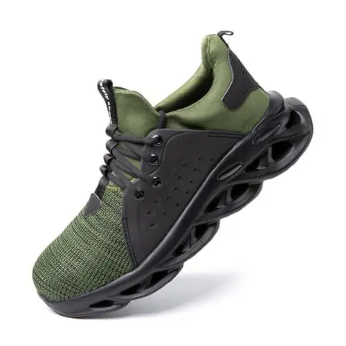 Produktbild: Hitmars Arbeitsschuhe Herren Sicherheitsschuhe Damen Stahlkappe S3 S1 Leicht S2 Arbeits Schuhe Stahlkappenschuhe Schutzschuhe Sicherheitsschuhe Unisex D Grün 45