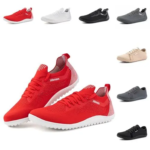 Produktbild: Hitmars Barfussschuhe Herren Barfußschuhe Damen Traillaufschuhe Barfuß Schuhe Outdoor Sneaker Trekkingschuhe Zehenschuhe Fitnessschuhe Unisex 1 Rot EU 42