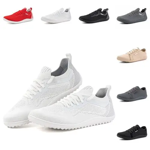 Produktbild: Anokar Barfussschuhe Herren Barfußschuhe Damen Traillaufschuhe Barfuß Schuhe Outdoor Sneaker Trekkingschuhe Fitnessschuhe Zehenschuhe Unisex 1 Weiß EU 42