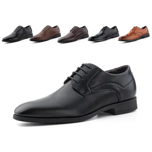 Produktbild: Hitmars Herren Anzugschuhe Schnürhalbschuhe Business Schuhe Klassischer Derby Oxford Leder Schuhe Hochzeit Schuhe Schwarz Größe 43 EU