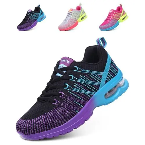 Produktbild: Hitmars Laufschuhe Damen Turnschuhe Luftpolster Sneaker Atmungsaktiv Sportschuhe Leicht Joggingschuhe rutschfest Straßenlaufschuhe Walkingschuhe Fitness Running Outdoor Schwarz EU 40