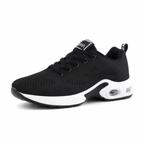 Produktbild: Hitmars Laufschuhe Damen Turnschuhe Sportschuhe Sneaker Dämpfung Joggingschuhe Frauen Leichte Straßenlaufschuhe mit Luftkissen 1 2 Schwarz 40