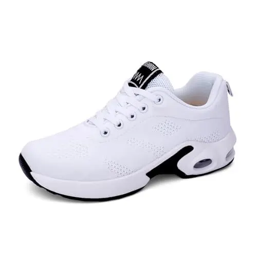 Produktbild: Hitmars Laufschuhe Damen Turnschuhe Sportschuhe Sneaker Dämpfung Joggingschuhe Frauen Leichte Straßenlaufschuhe mit Luftkissen 2 Weiß 39