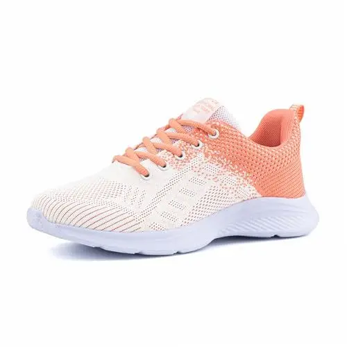 Produktbild: Hitmars Laufschuhe Damen Turnschuhe Sportschuhe Sneaker Dämpfung Joggingschuhe Frauen Leichte Straßenlaufschuhe mit Luftkissen 3 Orange 39