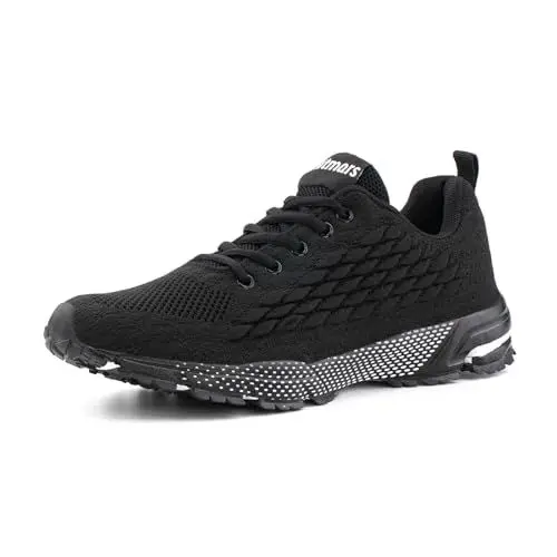 Produktbild: Hitmars Sneaker Herren Turnschuhe Damen Laufschuhe Sportschuhe Joggingschuhe Walkingschuhe Outdoor Sport Running Schuhe Schwarz N3 EU43