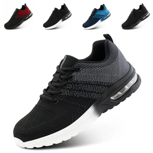 Produktbild: Hitmars Sportschuhe Herren Turnschuhe Laufschuhe Damen Running Sneaker Sport Schuhe Straßenlaufschuhe Luftkissen Atmungsaktiv Gym Tennis Grau EU 43