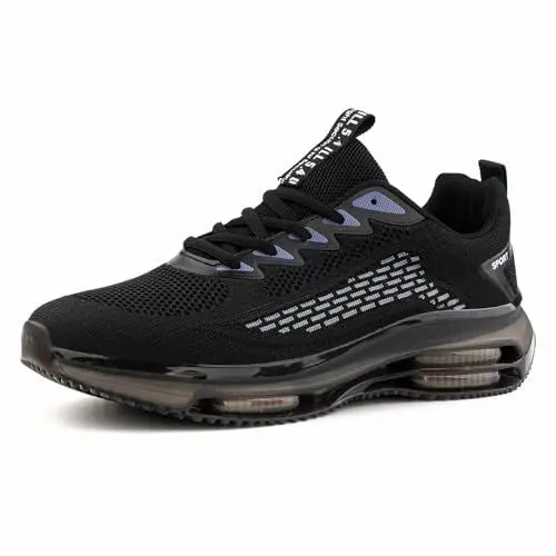 Produktbild: Hitmars Sportschuhe Herren Turnschuhe Laufschuhe Running Sport Schuhe Sneaker Straßenlaufschuhe Luftkissen Atmungsaktiv Gym Tennis 1 Schwarz 46