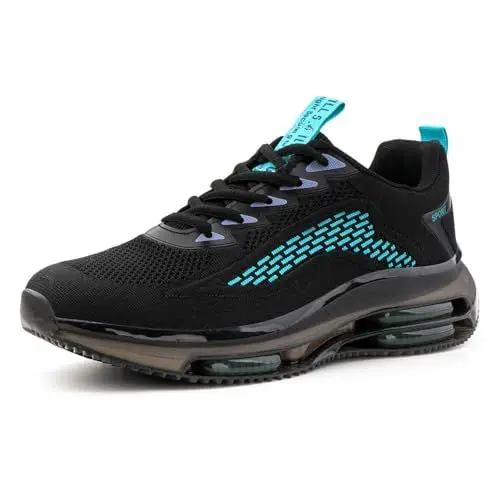 Produktbild: Hitmars Sportschuhe Herren Turnschuhe Laufschuhe Running Sport Schuhe Sneaker Straßenlaufschuhe Luftkissen Atmungsaktiv Gym Tennis Schwarz-Grün 43