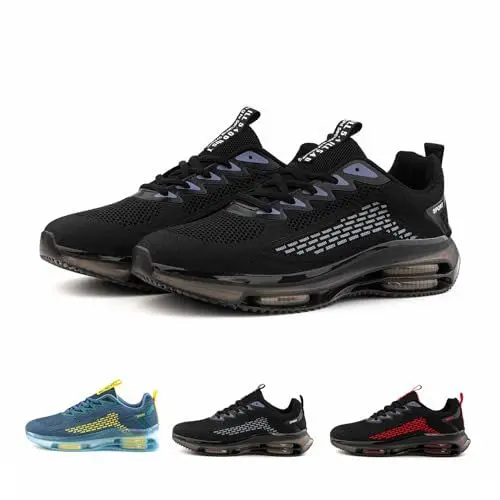 Produktbild: Hitmars Turnschuhe Herren Laufschuhe Herren Sportschuhe Atmungsaktiv Joggingschuhe Leicht Walkingschuhe Outdoor Laufschuhe Sport Run Sneaker Herren N1 Schwarz Größe 45 EU