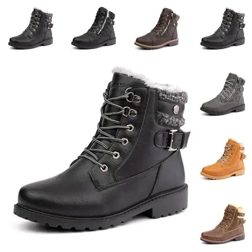 Produktbild: Hitmars Winterstiefel Damen Winterschuhe Warme Gefüttert Kurzschaft Absatz Stiefel Winter Stiefeletten Schneestiefel Schwarz EU 39