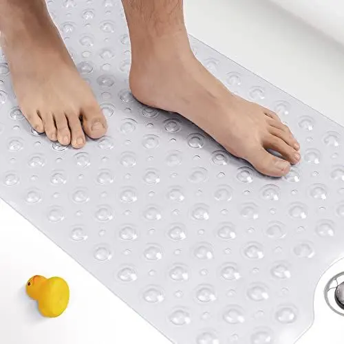 Produktbild: HITSLAM Badewannenmatte rutschfest, 101 x 40cm Extra Lange Antirutschmatte Badewanne, Duschmatte rutschfest BPA Frei, Schimmelresistent & Maschinenwaschbar Badematte, Transparent