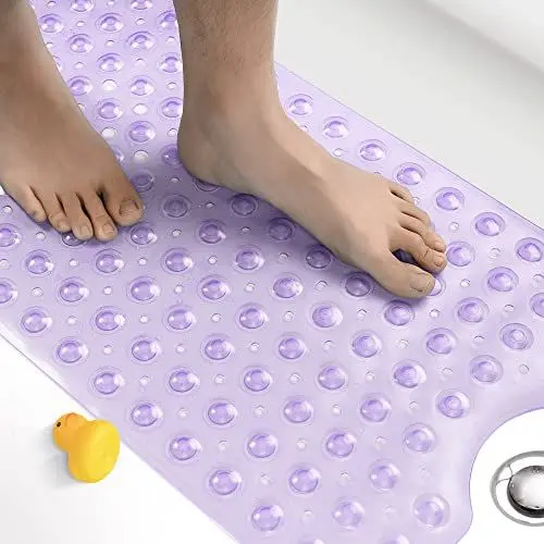 Produktbild: HITSLAM Badewannenmatte rutschfest, 101 x 40cm Extra Lange Antirutschmatte Badewanne, Duschmatte rutschfest BPA Frei, Schimmelresistent & Maschinenwaschbar Badematte, Violett