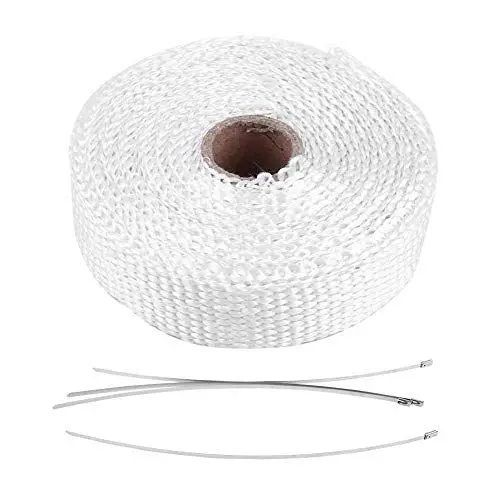 Produktbild: Hitzeschutzband mit Selbstklebender Rückseite, 5 M Auto-Isolierband, Auspuff-Hitzefolie mit 4 Edelstahl-Kabelbindern, Auspuff-Hitzeschild-Wrap-Band(Weiß)