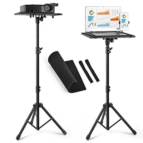 Produktbild: Hivexagon Beamer Ständer, Ständer für Projektoren Laptop TV -Tabletttisch Einstellbare Höhe von 35.4” bis 47.8” Tilt Top mit abnehmbarem Telefonhalter perfekt für Home Office Studio und Filme