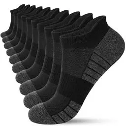 Produktbild: HIYATO 10 Paar Sneaker Socken Herren Damen, Atmungsaktive Sportsocken, Baumwolle Laufsocken Kurz (43-46,10x Schwarz)