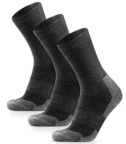 Produktbild: HIYATO Thermosocken Herren & Damen - Gepolstert, 60% Merinowolle Wandersocken, Wintersocken - 3 Paar für Trekking, Outdoor und Sport (39-42, 3 Paar | Grau)
