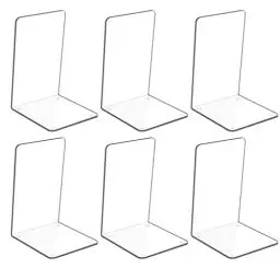 Produktbild: Hiziwimi 6Pcs klar Acryl Buchstützen mit Anti-Rutsch-Aufkleber, Buchstütze für Schlafzimmer Bibliothek Büro Schule und Desktop-Organizer Dekoration Geschenk, Bücherhalter für Regal