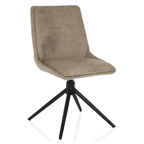 Produktbild: hjh LIVING Esszimmerstuhl drehbar TARVISO I Küchenstuhl Drehstuhl mit Metallbeinen, Moderner Polsterstuhl, weicher Stoffbezug, Beige