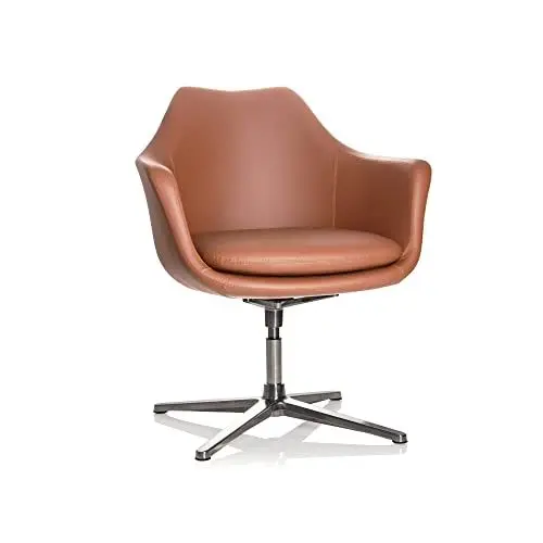 Produktbild: hjh OFFICE 600988 Lounge Sessel Artemia Kunstleder Braun Drehsessel im eleganten Design