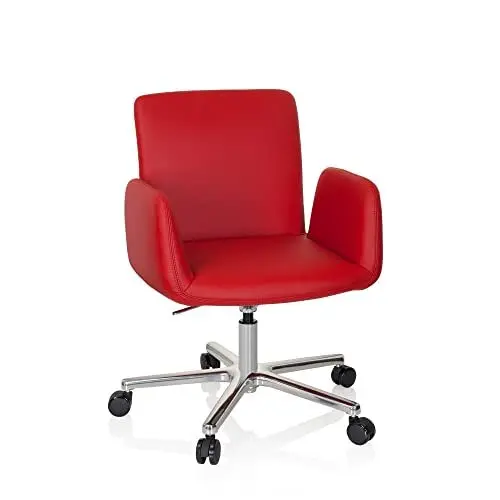 Produktbild: hjh OFFICE 600997 Drehsessel DESIGNIA Kunstleder Rot moderner Büro Drehstuhl, hochwertige Verarbeitung, höhenverstellbar