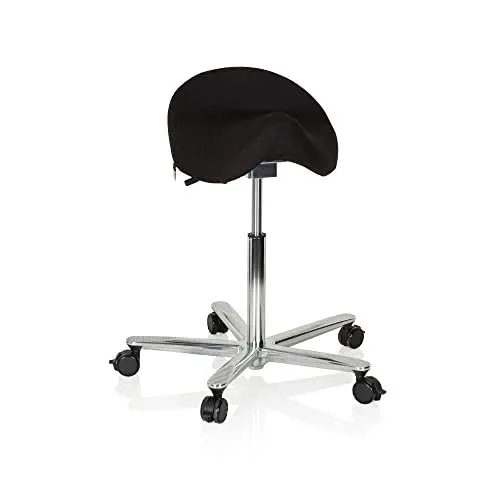 Produktbild: hjh OFFICE 608911 Arbeitshocker Move-TEC 3D PRO I Stoff Schwarz Sattelhocker für dynamisches & gesundes Sitzen