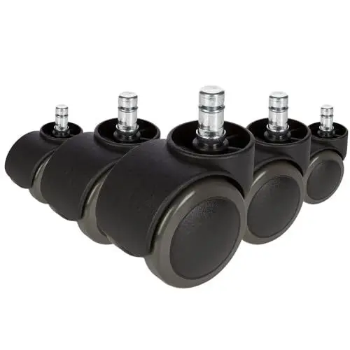 Produktbild: hjh OFFICE 619006 5X Hartbodenrollen 11mm / 50mm Büro-Stuhl-Rollen für Hartböden (5er Pack)