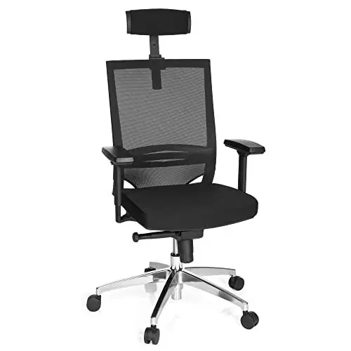 Produktbild: hjh OFFICE 657260 Profi Bürostuhl Porto MAX HIGH Stoff/Netz Schwarz, ergonomischer Drehstuhl, GS geprüft, TÜV Süd nach DIN EN 1335-1, 1335-2