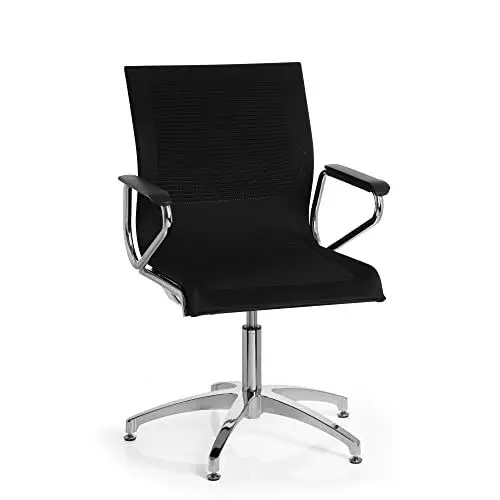 Produktbild: hjh OFFICE 660620 Konferenzstuhl ASTONA V Stoff Schwarz Stuhl Besucherstuhl mit Rückholautomatik, Bodengleiter, Armlehnen