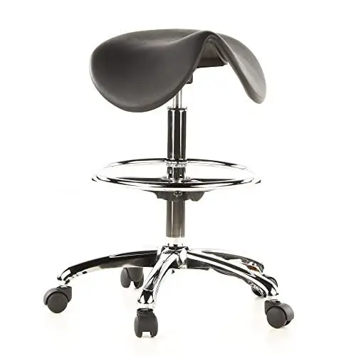 Produktbild: hjh OFFICE 665070 Arbeitshocker TOP Work 13 Hartschaum Schwarz Sattelhocker mit Fußring, pflegeleicht